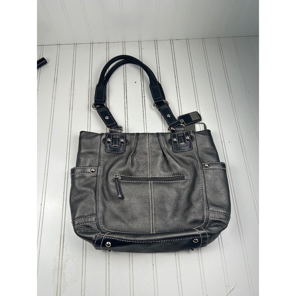 Tignanello Vintage Y2K Gray Pebbled Genuine Leather Shoulder Bag Purse - Picture 11 of 11